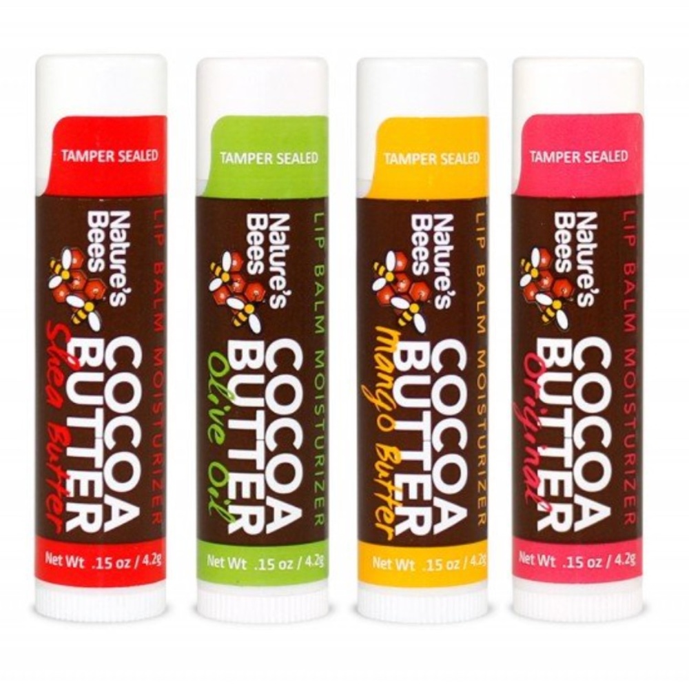 Set of 4 Nature's Bees Cocoa Butter Lip Balm